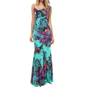 Sleeveless Floral Print Mermaid Gown